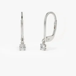 14k Lever Back Prong Setting Diamond Earrings