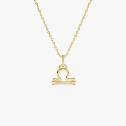 14K Libra Zodiac Charm Necklace