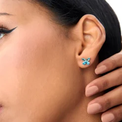 14K London Blue Topaz Butterfly Stud Earrings