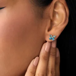 14K London Blue Topaz Butterfly Stud Earrings