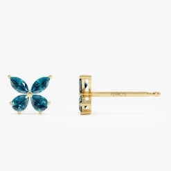 14K London Blue Topaz Butterfly Stud Earrings