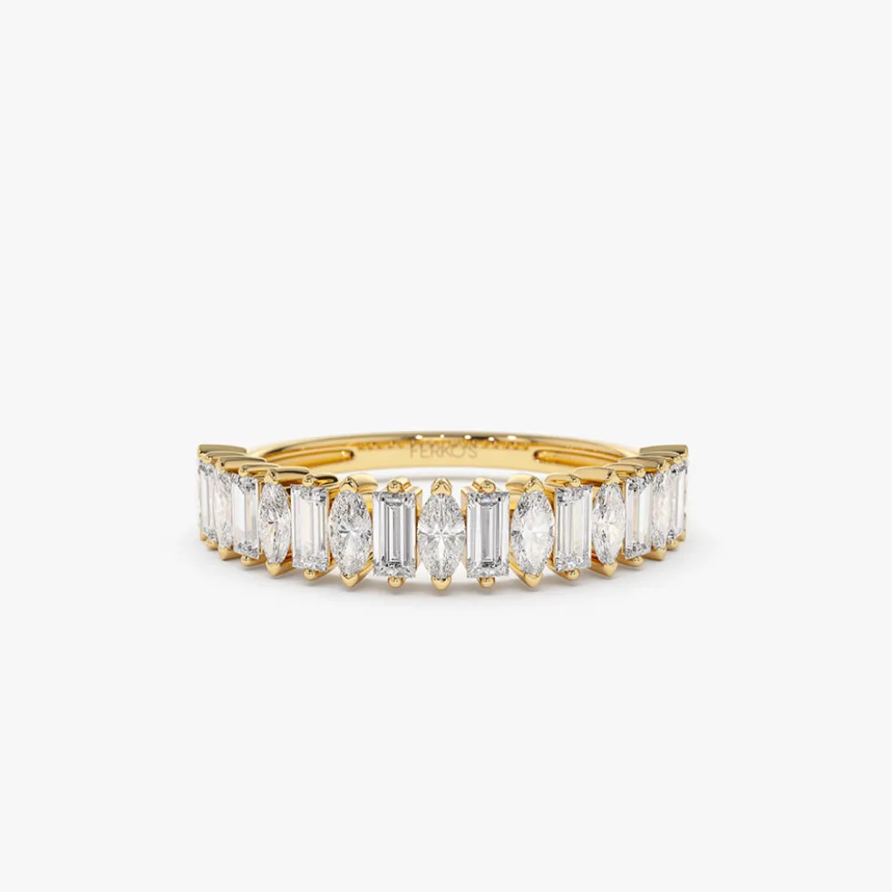 14k Marquise & Baguette Diamond Wedding Ring
