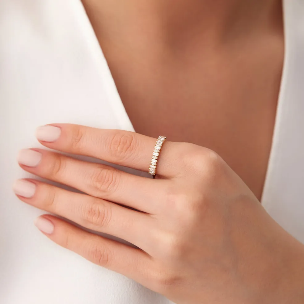 14k Marquise & Baguette Diamond Wedding Ring