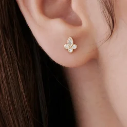 14k Marquise & Round Diamond Crown Earrings
