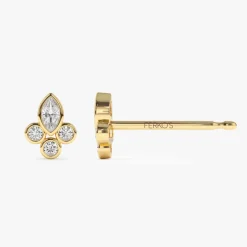 14k Marquise & Round Diamond Crown Earrings