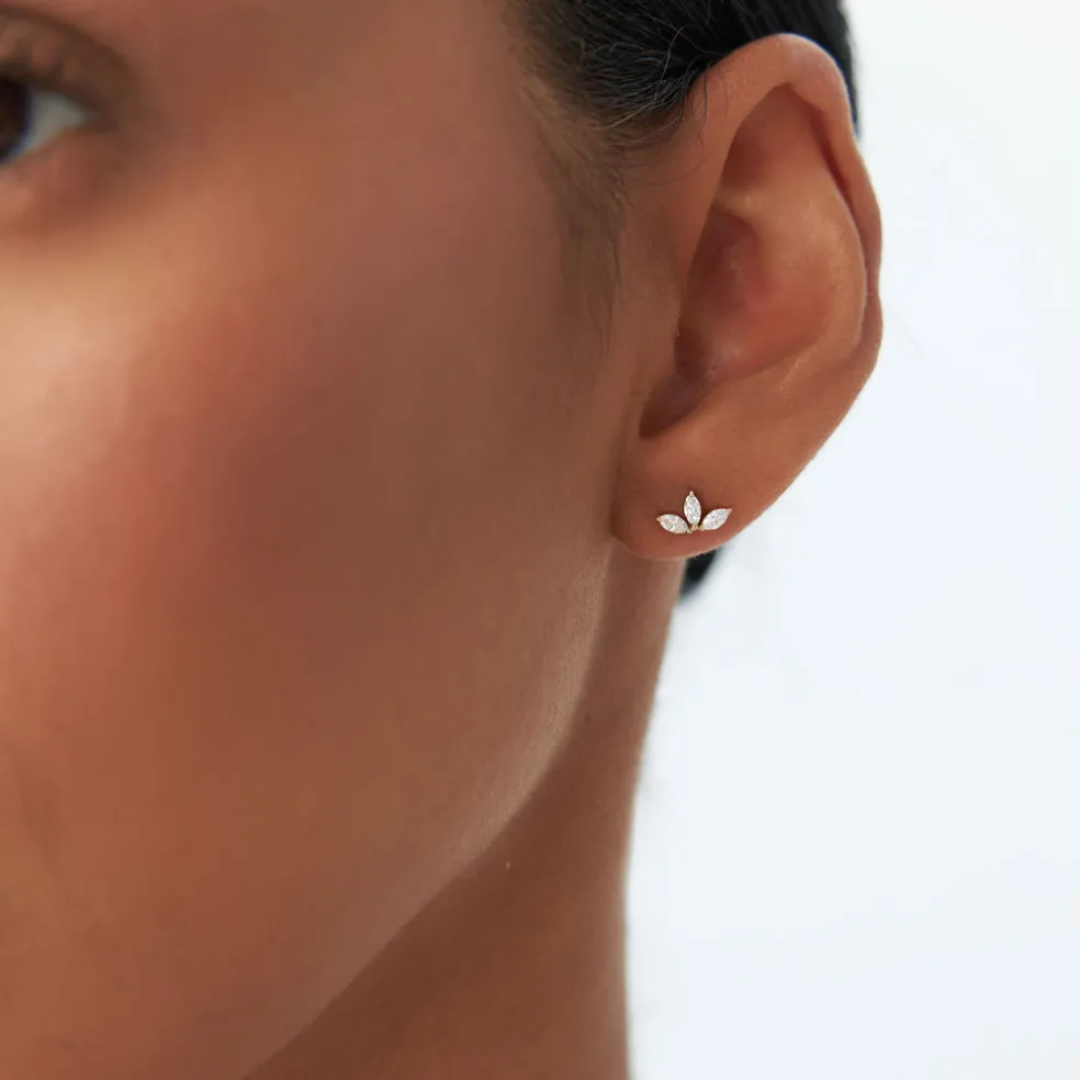 14k Marquise Crown Stud Earrings