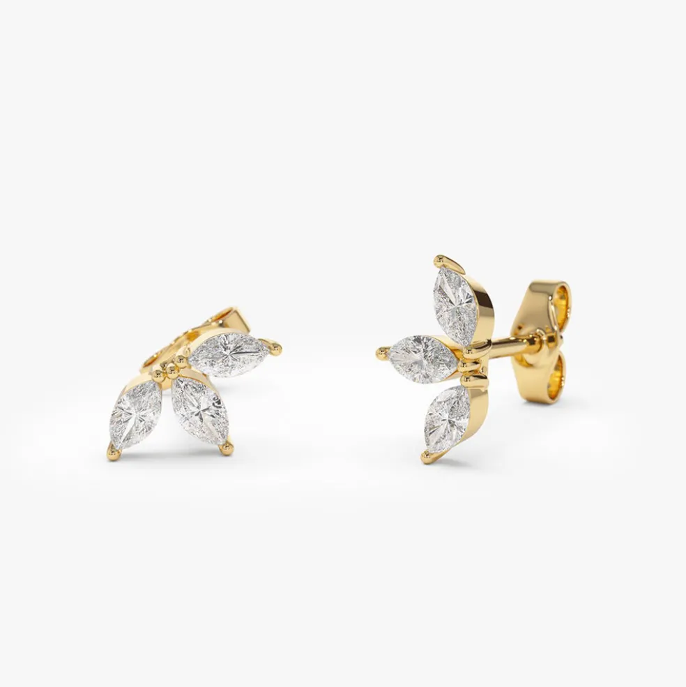 14k Marquise Crown Stud Earrings