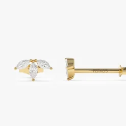 14k Marquise Crown Stud Earrings