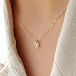 14K Marquise Diamond Cluster Necklace