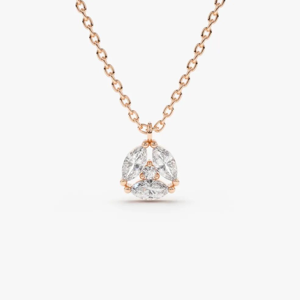 14K Marquise Diamond Cluster Necklace