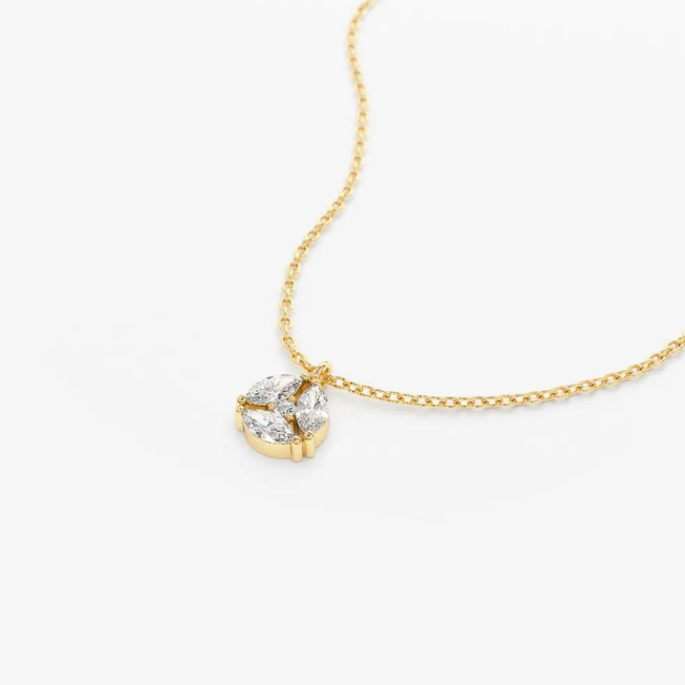 14K Marquise Diamond Cluster Necklace