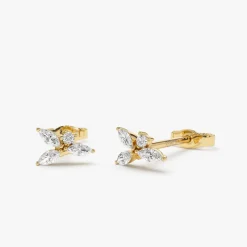 14K Marquise Diamond Cluster Studs