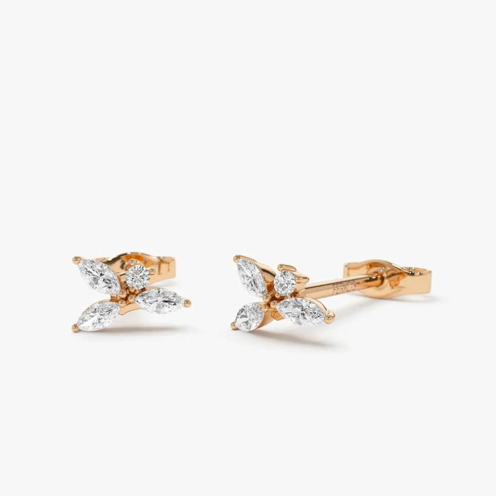 14K Marquise Diamond Cluster Studs
