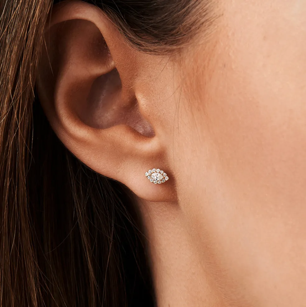 14k Marquise Diamond in Halo Setting Diamond Studs