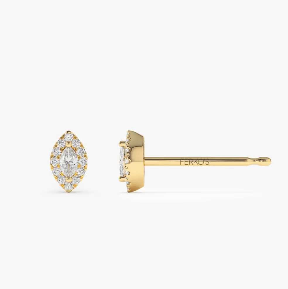 14k Marquise Diamond in Halo Setting Diamond Studs
