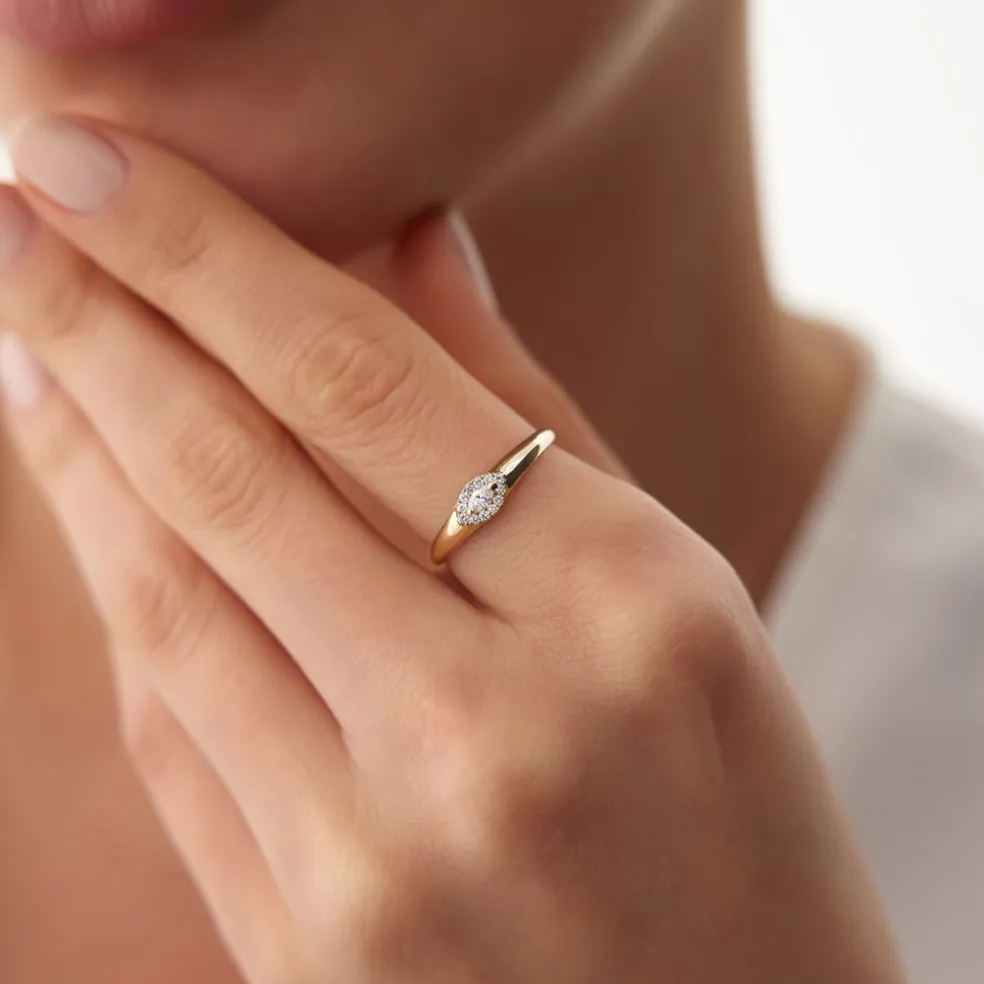 14K Marquise Diamond in Halo Setting Ring