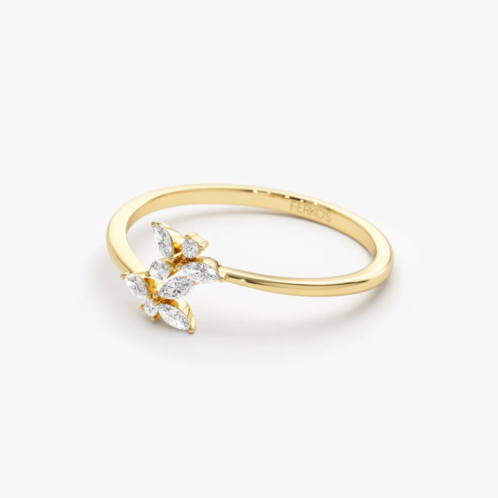14k Marquise Diamond Trendy Stackable Ring