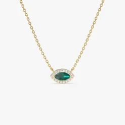 14k Marquise Emerald with Halo Diamond Setting