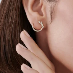 14k Marquise Looking Round Diamond Cluster Studs
