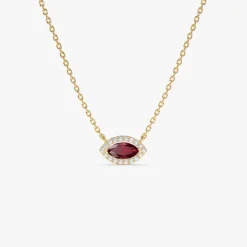 14k Marquise Ruby with Halo Diamond Setting