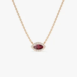 14k Marquise Ruby with Halo Diamond Setting