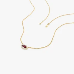 14k Marquise Ruby with Halo Diamond Setting
