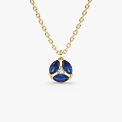 14K Marquise Sapphire Cluster Necklace