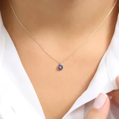 14K Marquise Sapphire Cluster Necklace