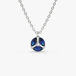14K Marquise Sapphire Cluster Necklace