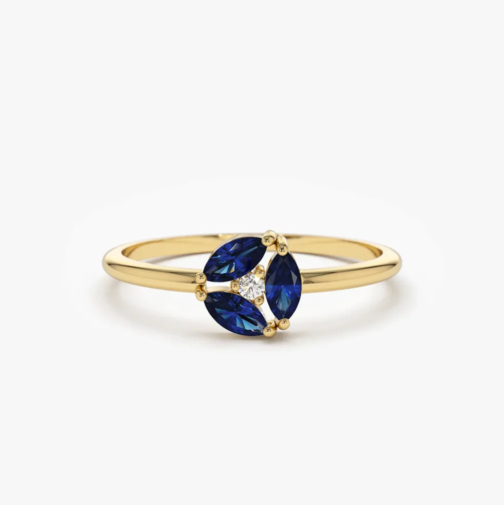 14k Marquise Sapphire Cluster Ring