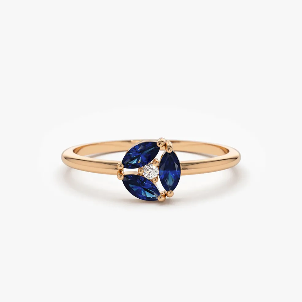 14k Marquise Sapphire Cluster Ring