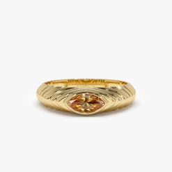 14k Marquise Shape Citrine Beveled Ring