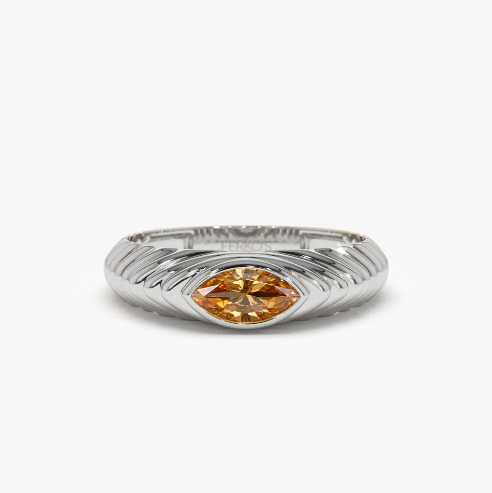 14k Marquise Shape Citrine Beveled Ring