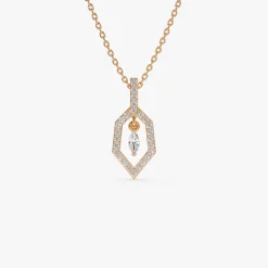 14k Marquise Shape Dangle Diamond Necklace