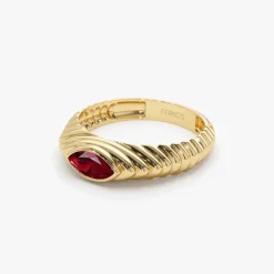14k Marquise Shape Garnet Beveled Ring