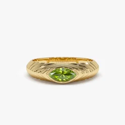 14k Marquise Shape Peridot Beveled Ring