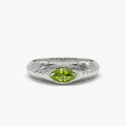 14k Marquise Shape Peridot Beveled Ring