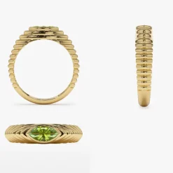 14k Marquise Shape Peridot Beveled Ring