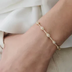 14k Marquise Shape Round Diamond Bangle Bracelet