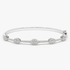 14k Marquise Shape Round Diamond Bangle Bracelet