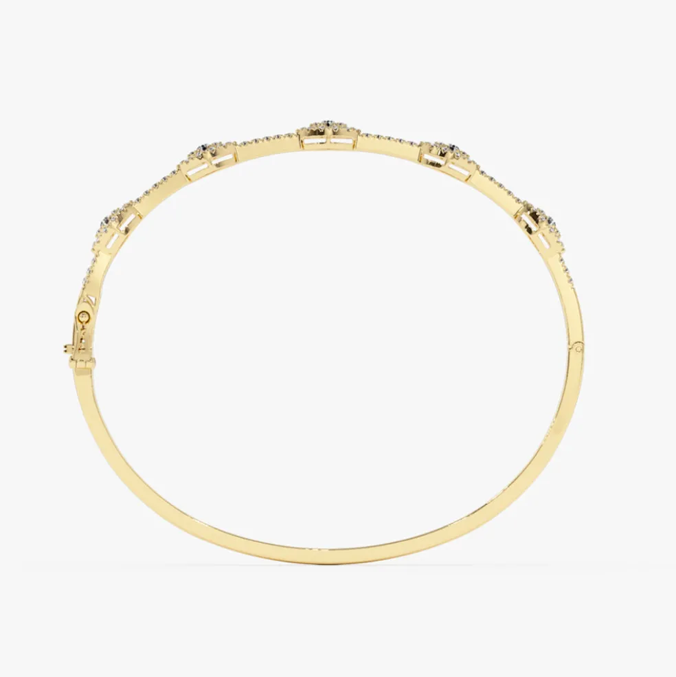 14k Marquise Shape Round Diamond Bangle Bracelet