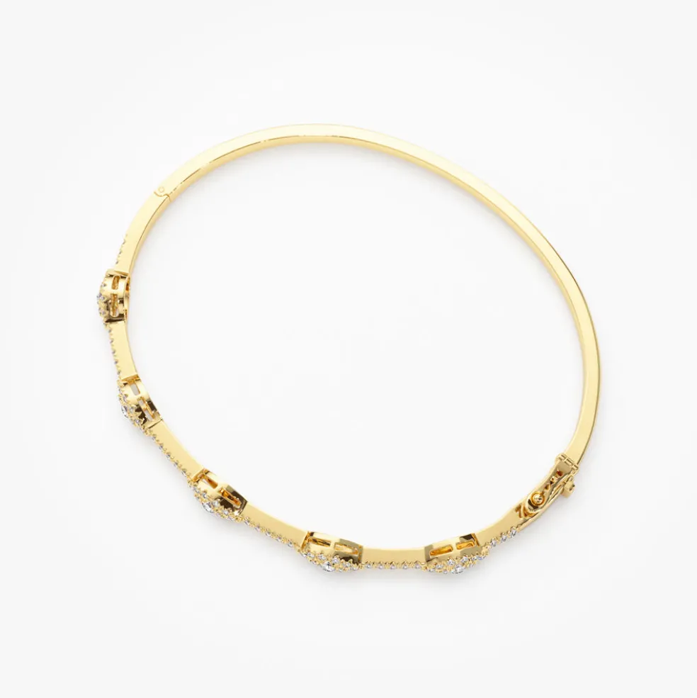 14k Marquise Shape Round Diamond Bangle Bracelet