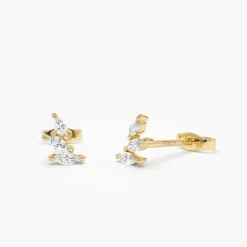 14k Marquise Shaped Diamond Mini Ear Climber