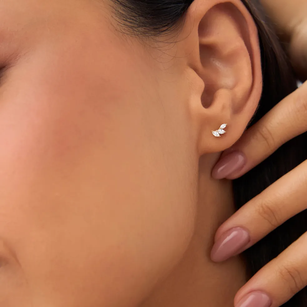 14k Marquise Shaped Diamond Mini Ear Climber