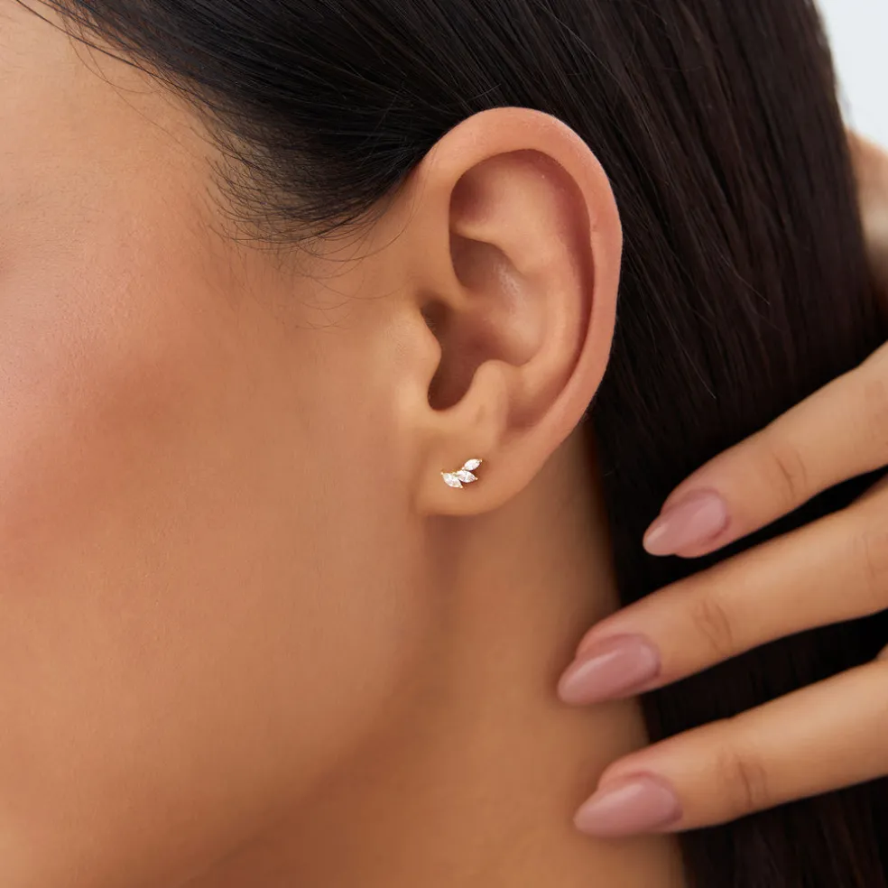 14k Marquise Shaped Diamond Mini Ear Climber