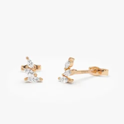 14k Marquise Shaped Diamond Mini Ear Climber