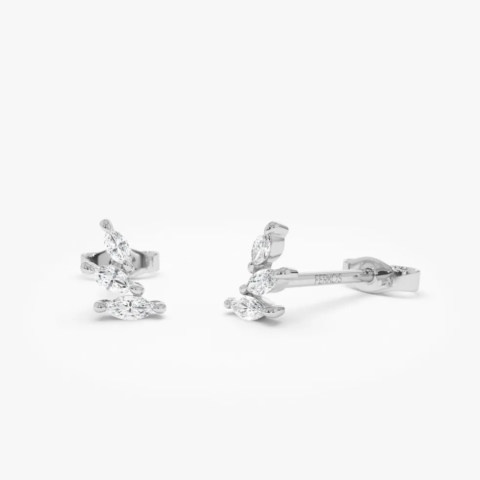 14k Marquise Shaped Diamond Mini Ear Climber