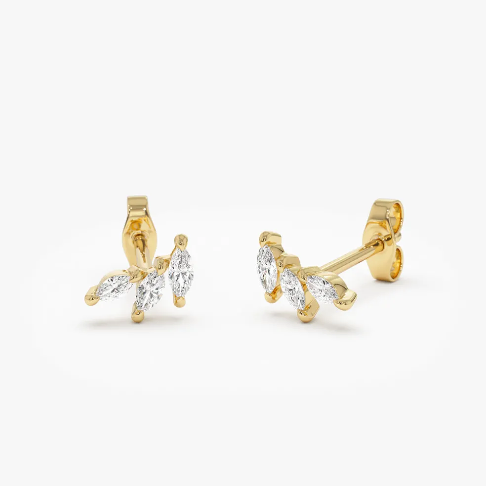 14k Marquise Shaped Diamond Mini Ear Climber