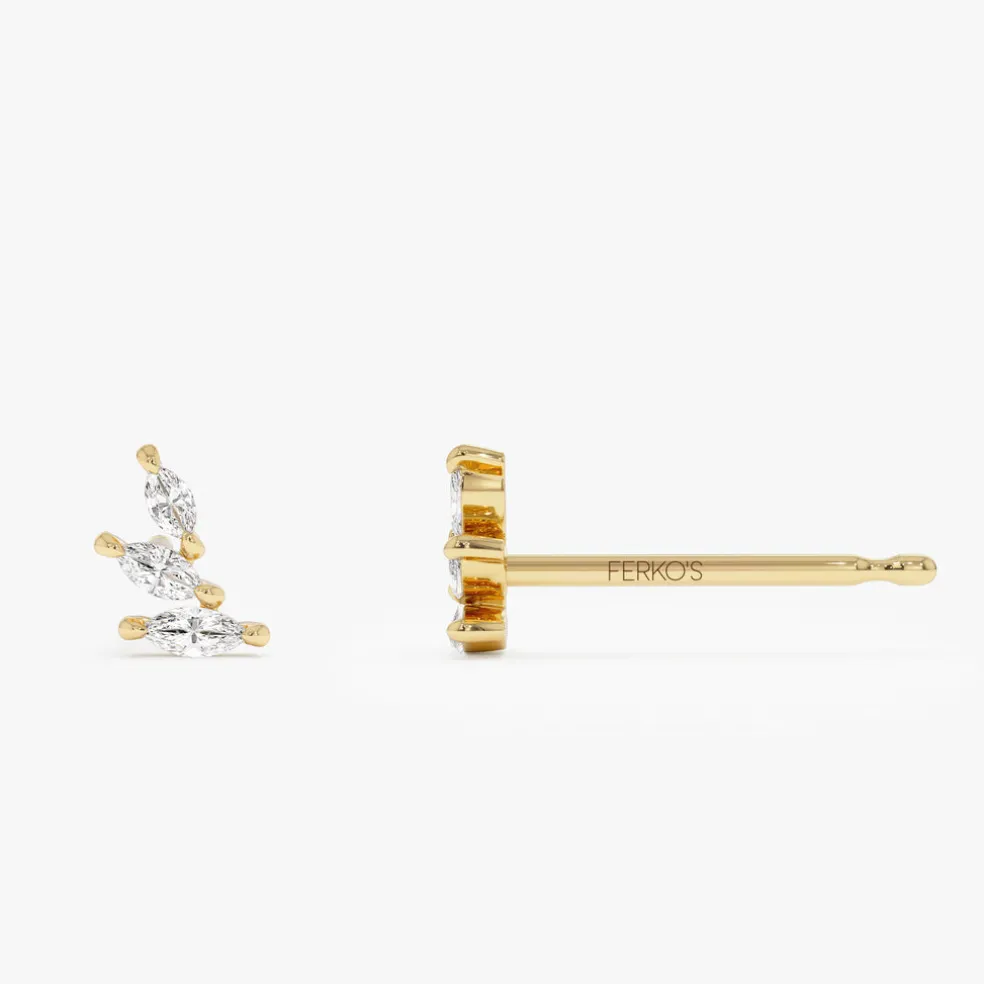 14k Marquise Shaped Diamond Mini Ear Climber