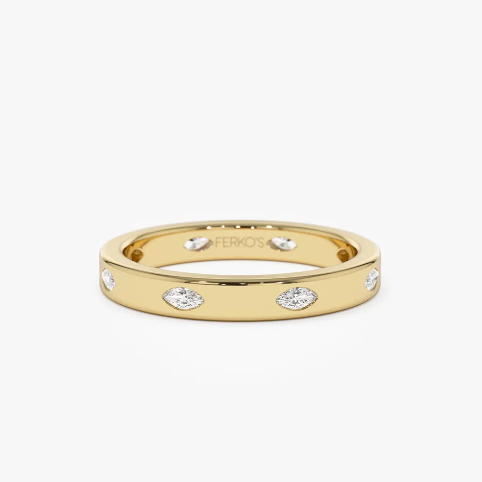 14k Marquise Shaped Full Eternity Flush Setting Diamond Band